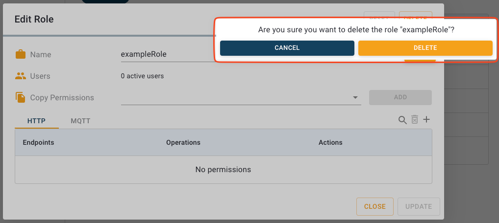 Delete confirmation