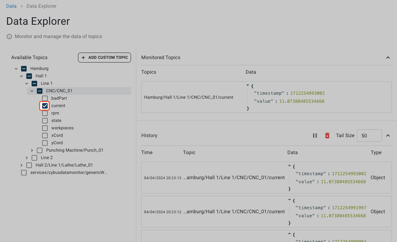Screenshot of Available Topics tree structure
